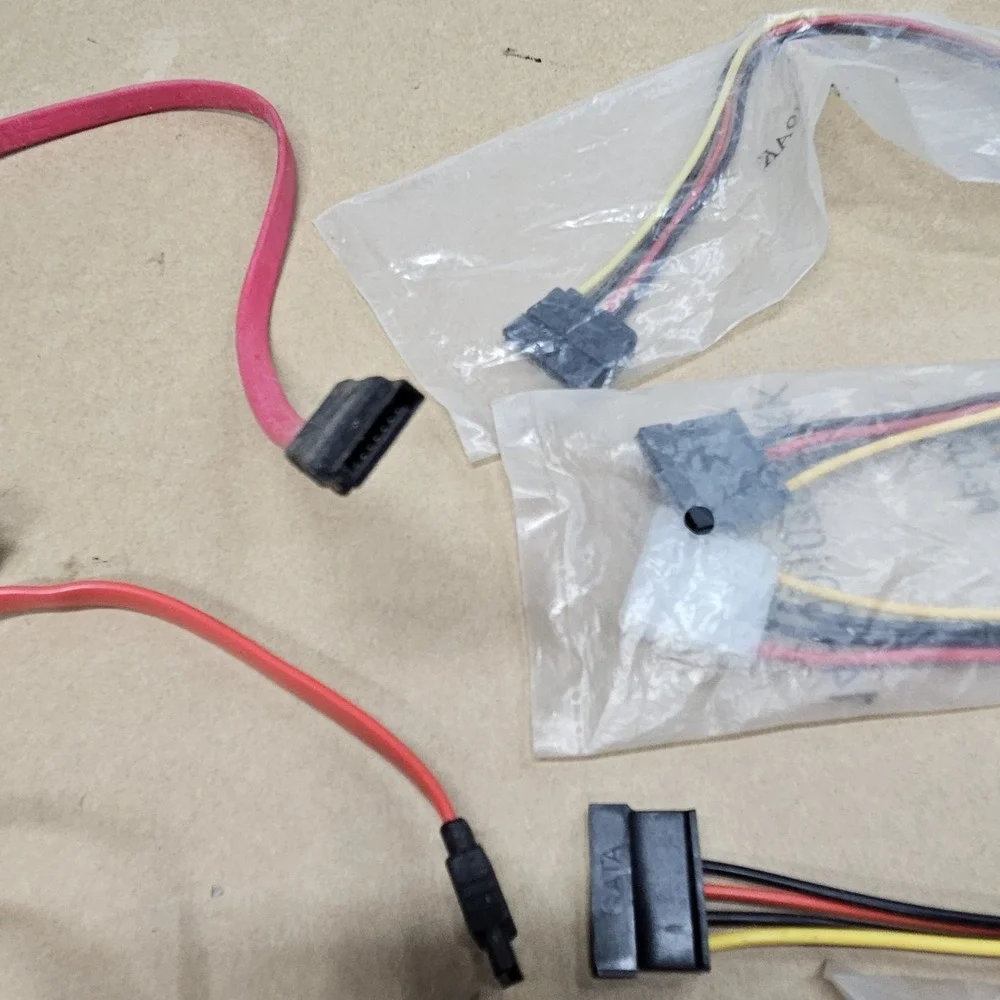 Lot of 12 Computer SATA Cables Red Data Cords & Power Adapters SSD HDD PC Mix